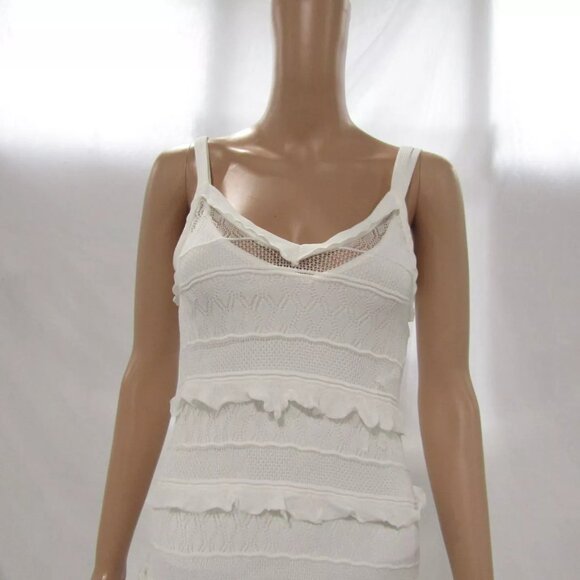 NEW SANDRO Womens Two Layer Jessie Knit Maxi Dress White Size 6 - Picture 3 of 12